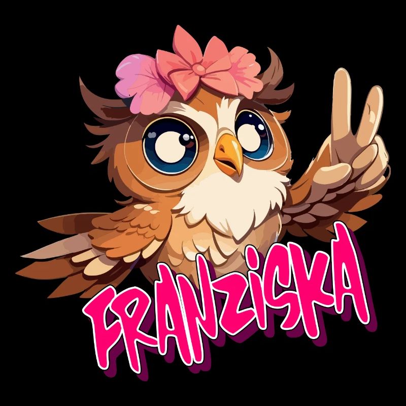 FRANZISKA - Schöner Mädchen Name mit süßer EULE