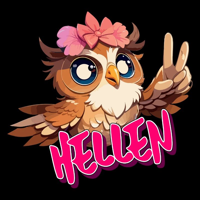 HELLEN - Beau nom de fille avec un hibou mignon
