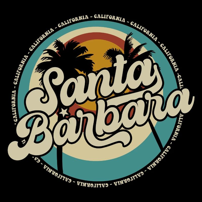 Santa Barbara California Sunset Retro