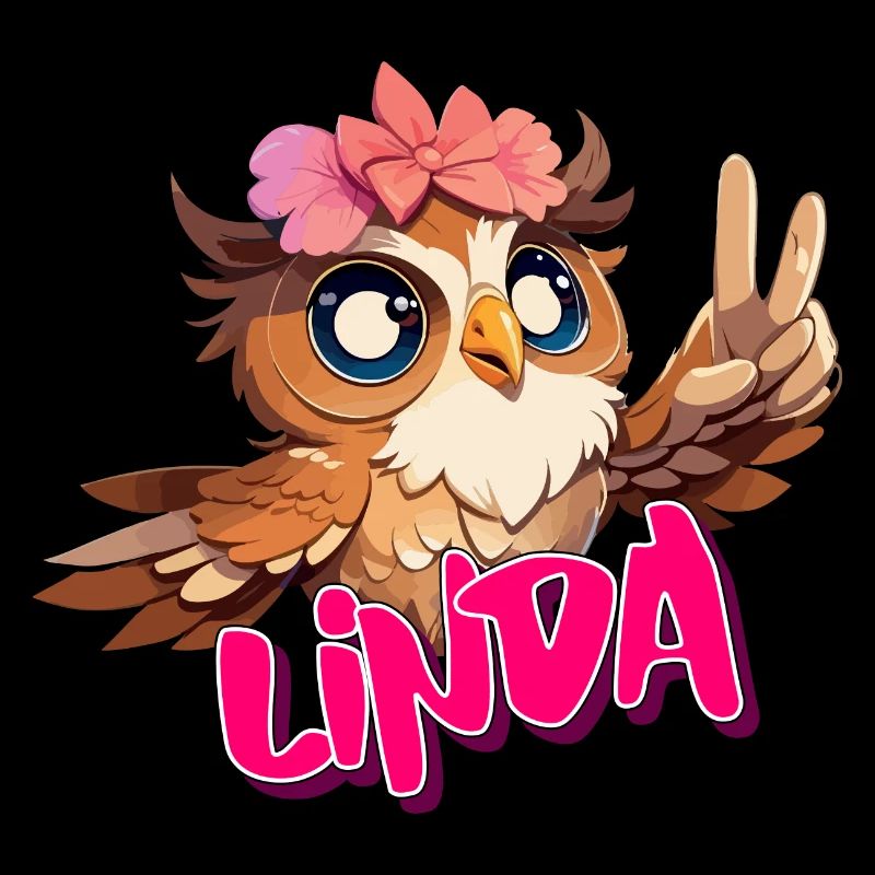 LINDA - Schöner Mädchen Name mit süßer EULE