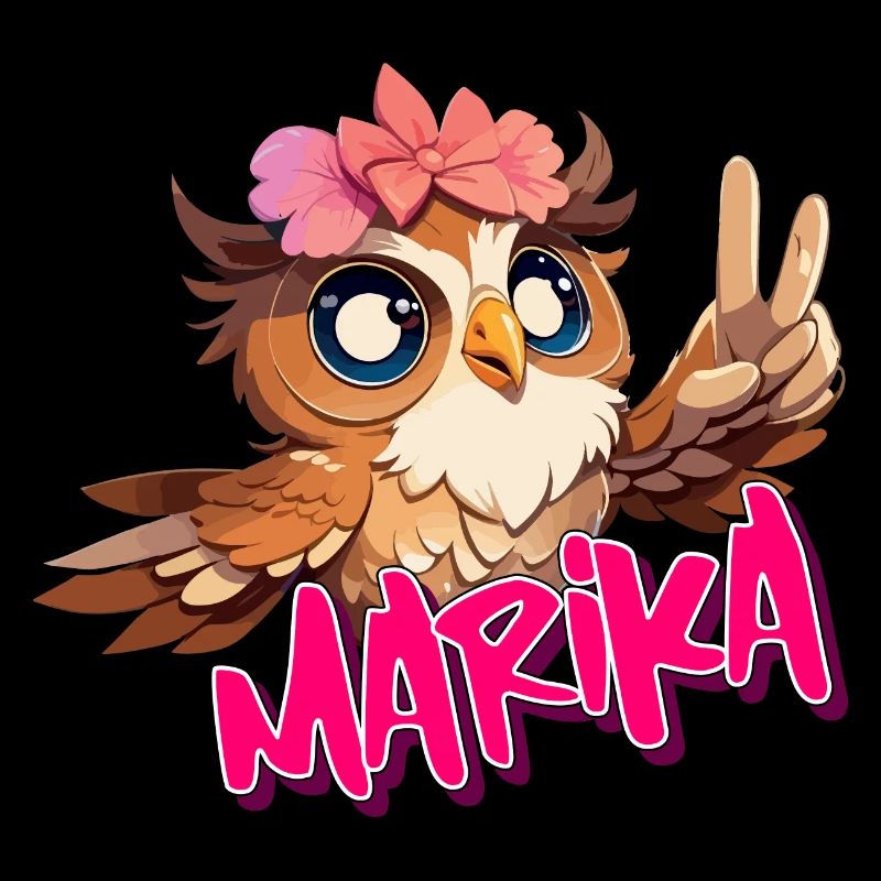 MARIKA - Schöner Mädchen Name mit süßer EULE