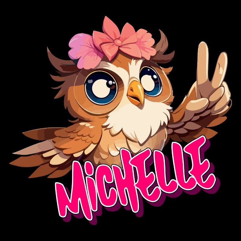 MICHELLE - Schöner Mädchen Name mit süßer EULE