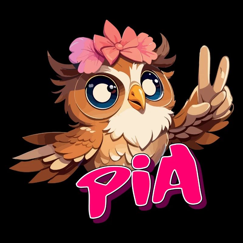 PIA - Schöner Mädchen Name mit süßer EULE