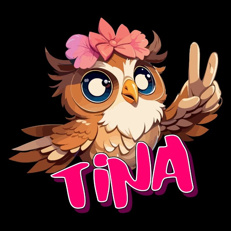 TINA - Schöner Mädchen Name mit süßer EULE