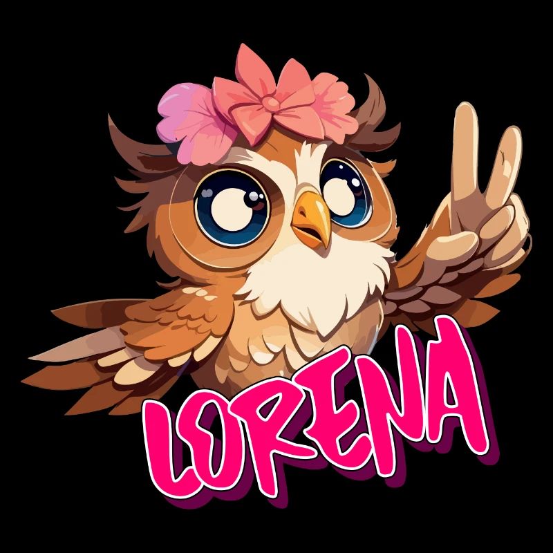 LORENA - Schöner Mädchen Name mit süßer EULE