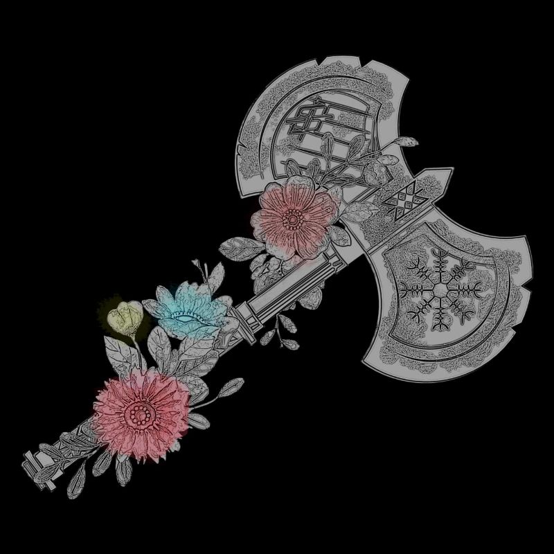 Celtic Vikings With Flowers Double Axe Design