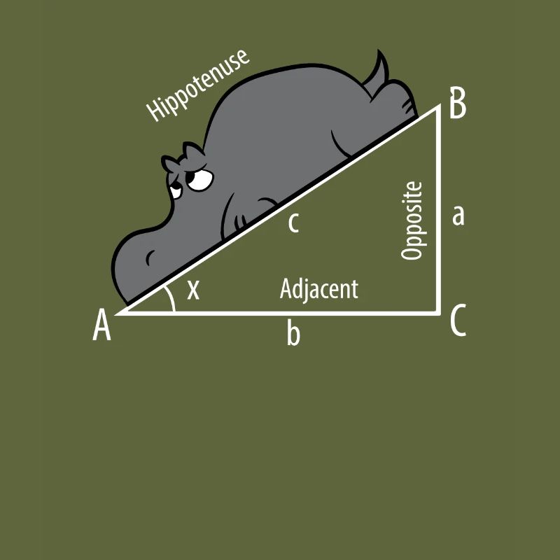 Mathe Pythagoras Hypothenuse Nilpferd Hippo