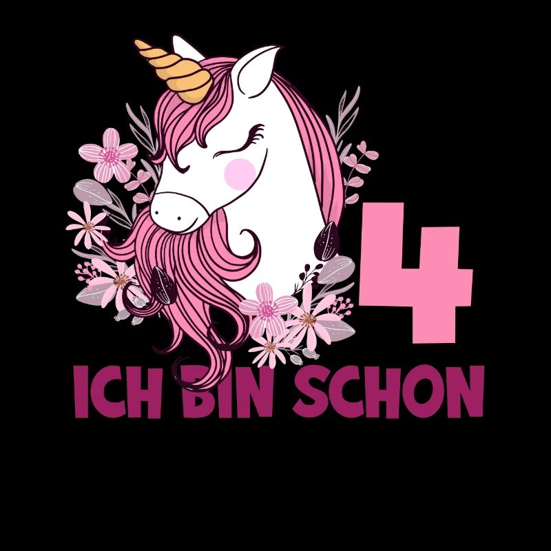 4. Geburtstag Mädchen 4 Jahre Pferd Pferde Einhorn