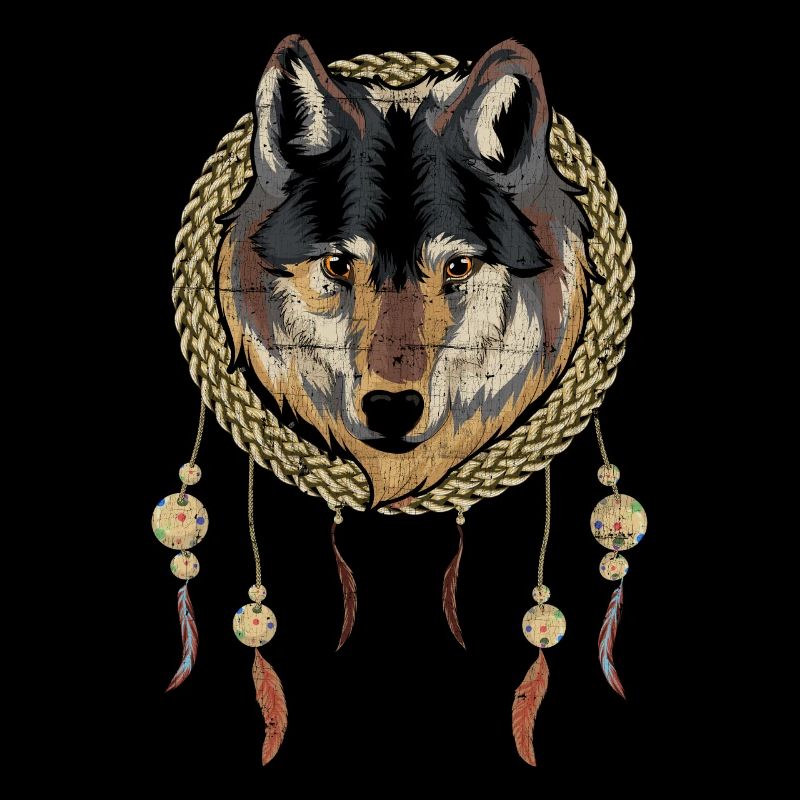 Boho Geschenkidee Tiermotiv Traumfänger Wolf
