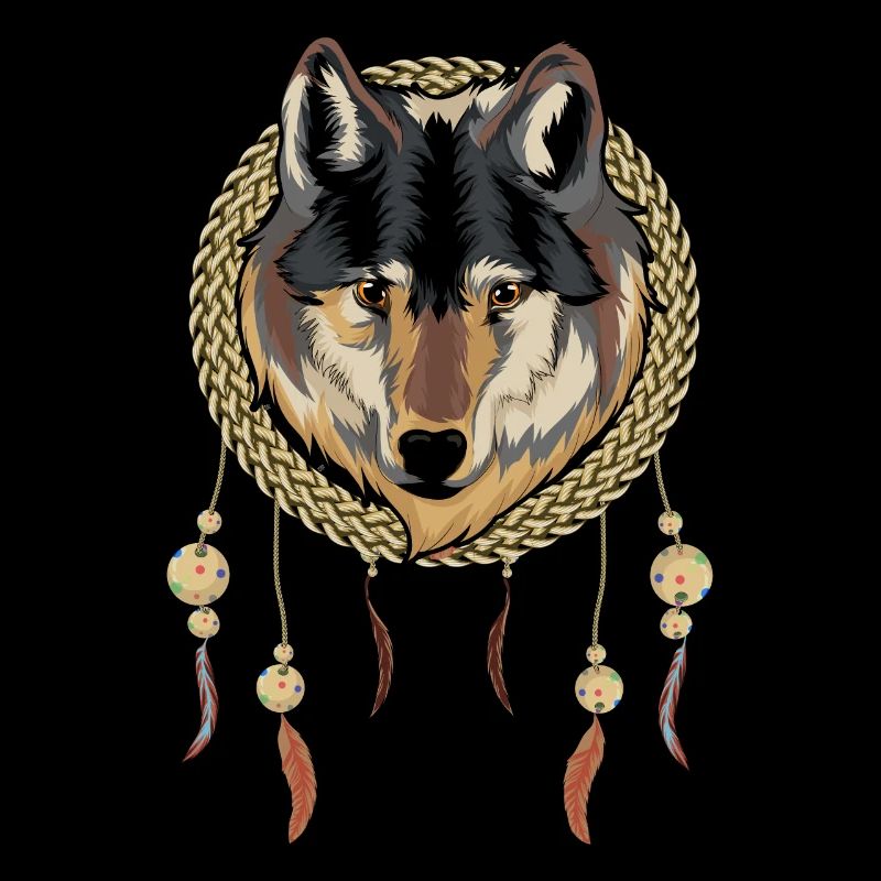 Indian Boho Style Cadeau Wolf Dream Catcher