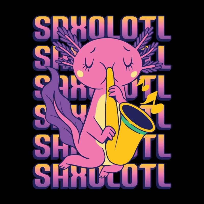 Saxolotl Axolotl plays saxophone.