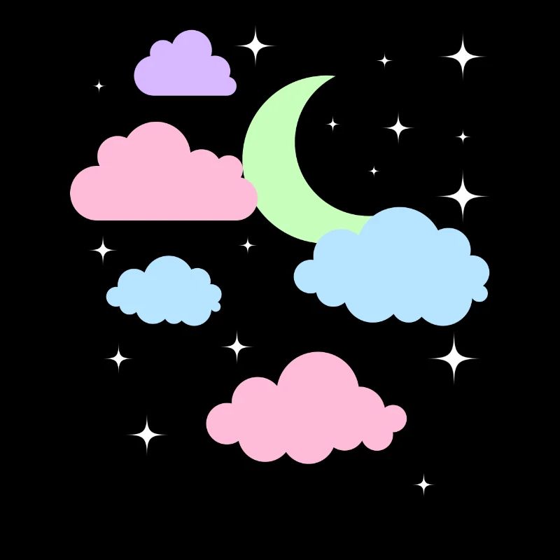 Cute Pastel Goth Moon Clouds Kawaii
