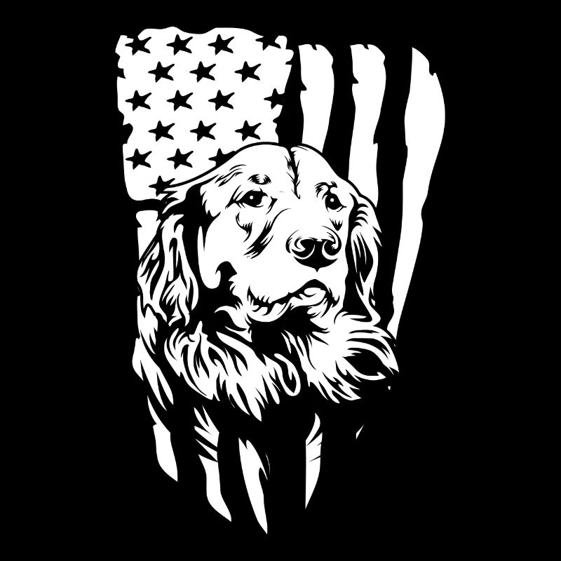 Golden Retriever Usa Flag