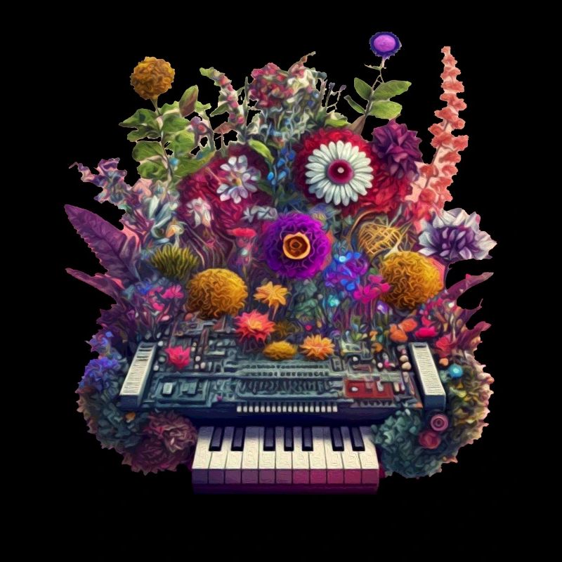 Synthétiseur floral Illustration complexe de fleur DJ