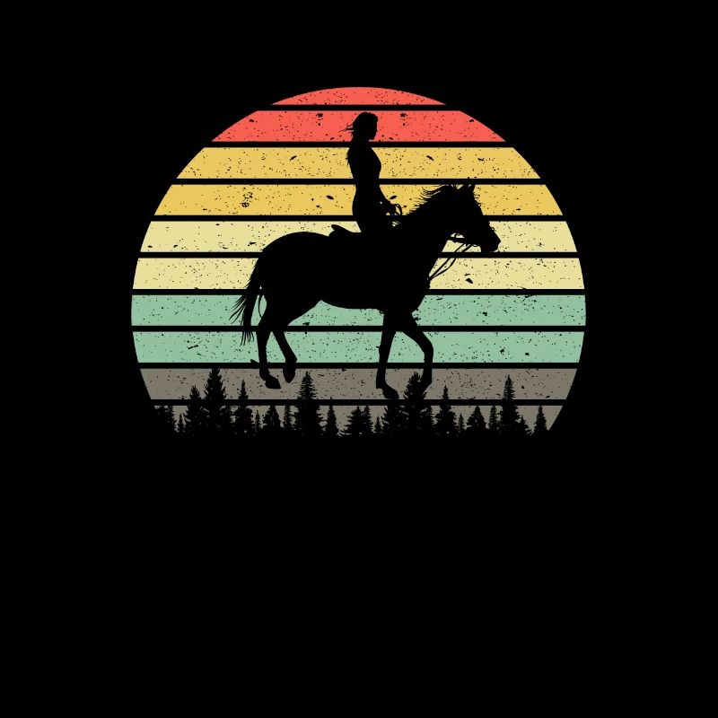 Cavalier Rétro Vintage Sunset Cheval Cavalier Cheval