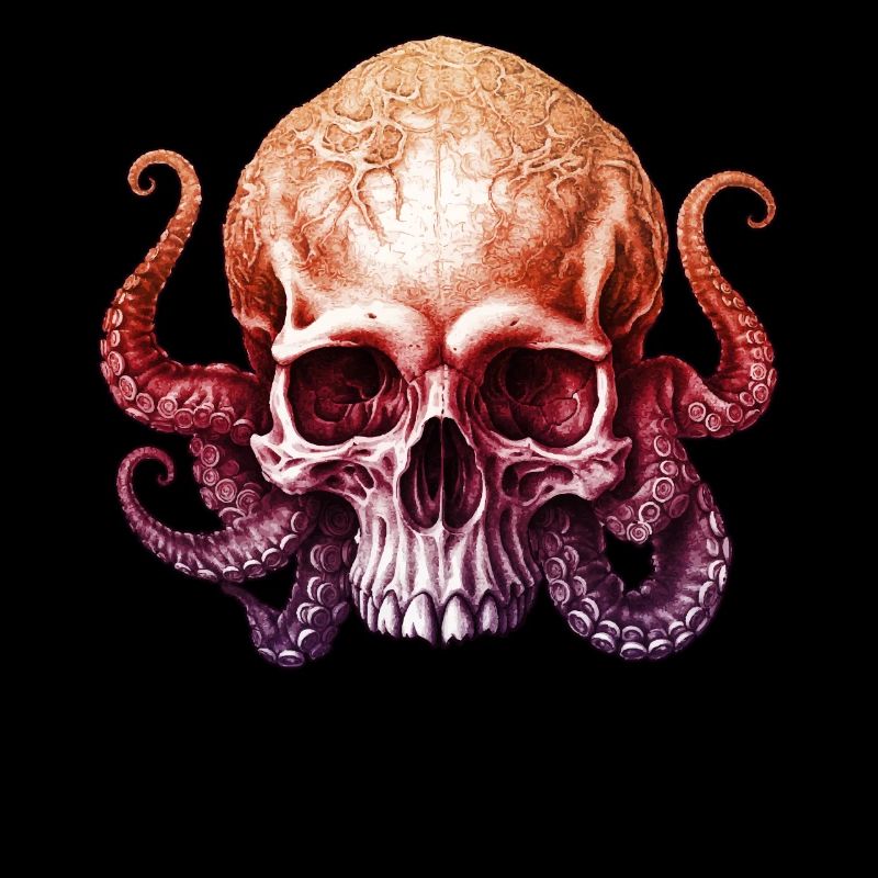Octopus Skull Enigmatic Depths Gradient Tentacles