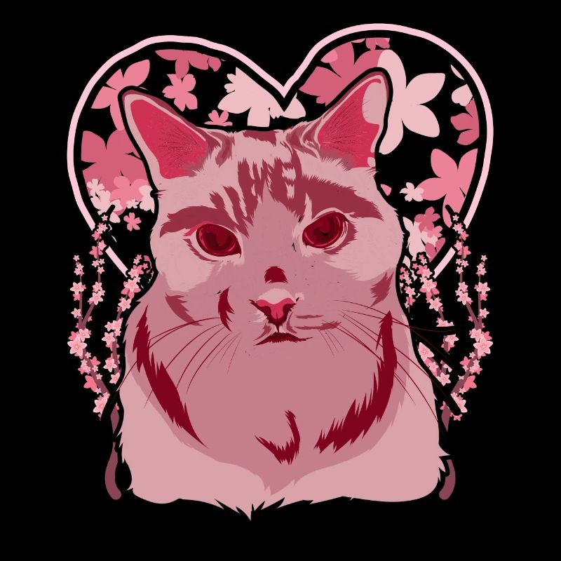 Sakura Heart Cats Gift Cherry Blossoms Cat