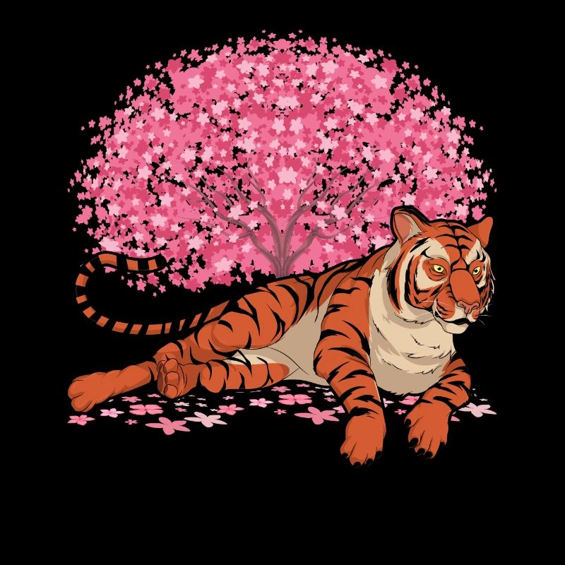Sakura Baum Wildkatze Geschenk Kirschblüten Tiger