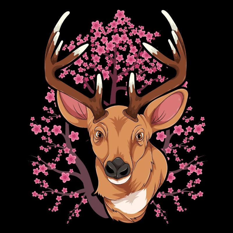 Sakura Waldbewohner Geschenk Kirschblüten Hirsch