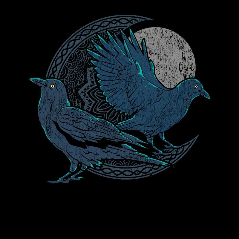 Full Moon Occult Bird Crow Gift Raven
