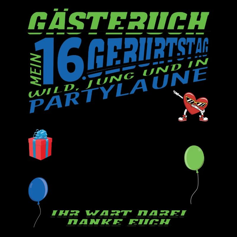 16. Geburtstag Mädchen & Junge Gästebuch