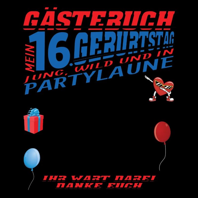 16. Geburtstag Mädchen & Junge Gästebuch