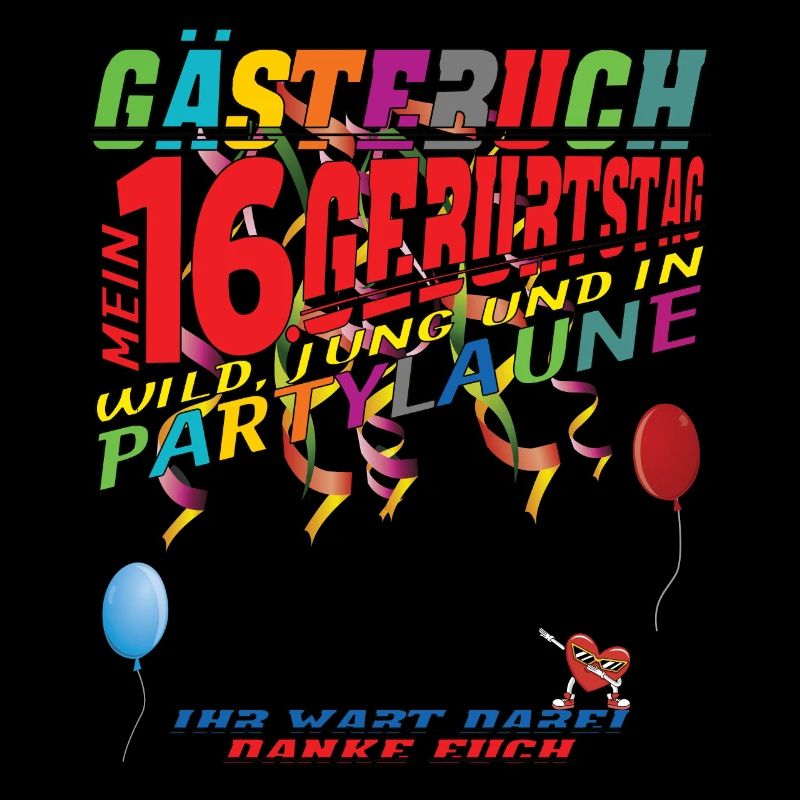 16. Geburtstag Mädchen & Junge Gästebuch
