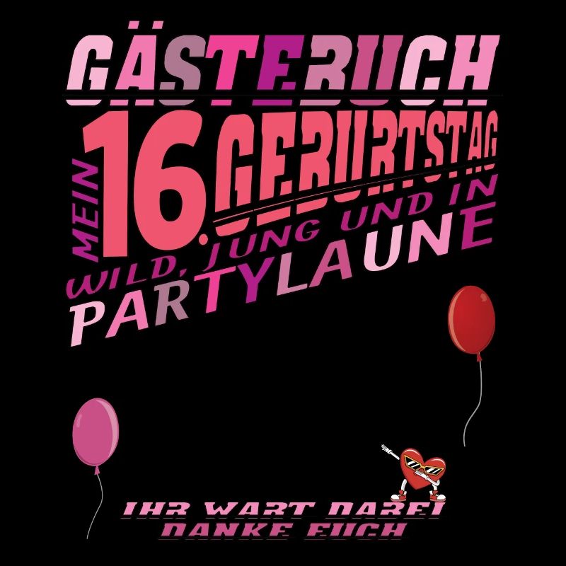16. Geburtstag Mädchen & Junge Gästebuch