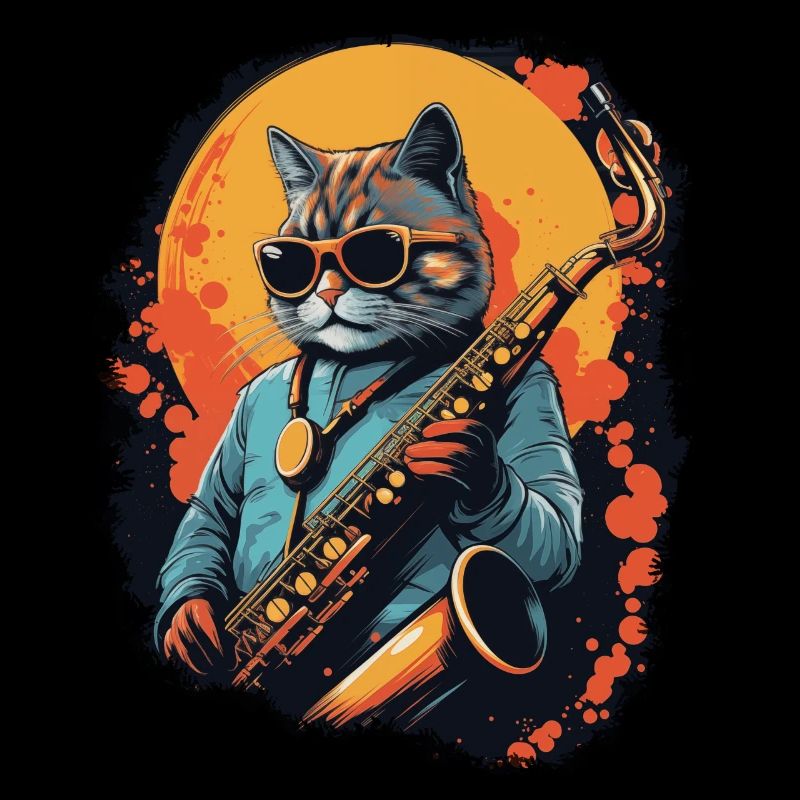 Funny Cat Playing Saxophone Music