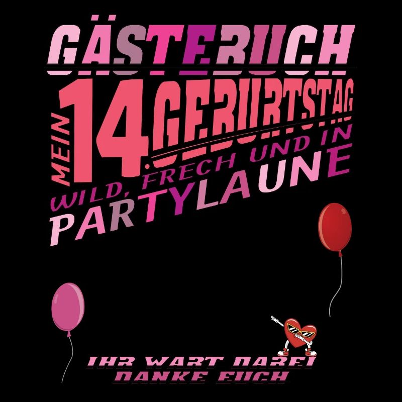 14. Geburtstag Mädchen & Junge Gästebuch