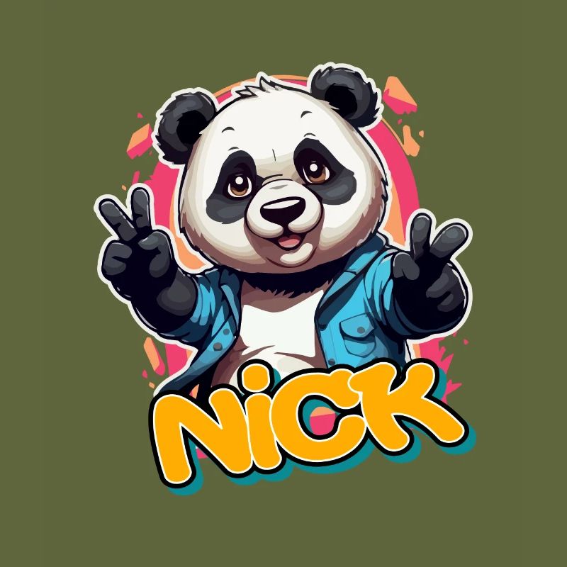 NICK - Beau nom de garçon avec Cool Panda