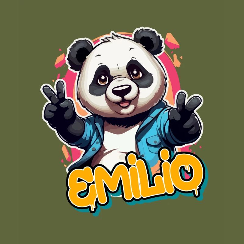 EMILIO - Handsome Boy Name with Cool Panda