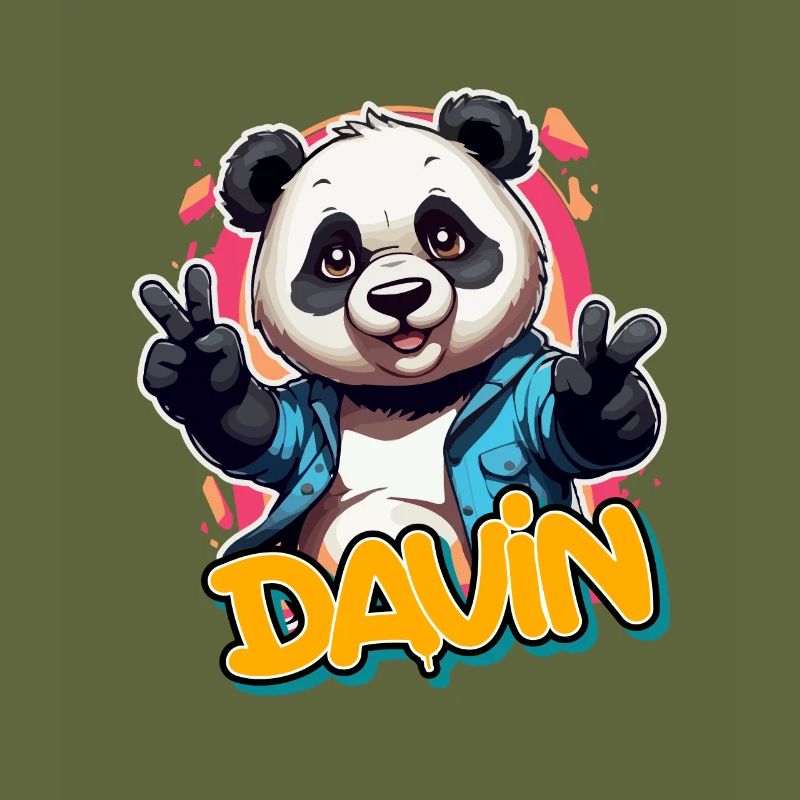 DAVIN - Handsome Boy Name with Cool Panda