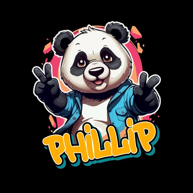 PHILLIP - Handsome Boy Name with Cool Panda