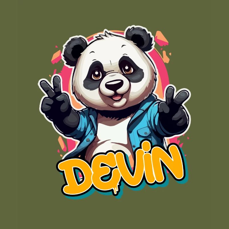 DEVIN - Handsome Boy Name with Cool Panda