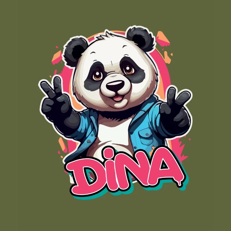 DINA - Schöner Mädchen Name mit coolem Panda
