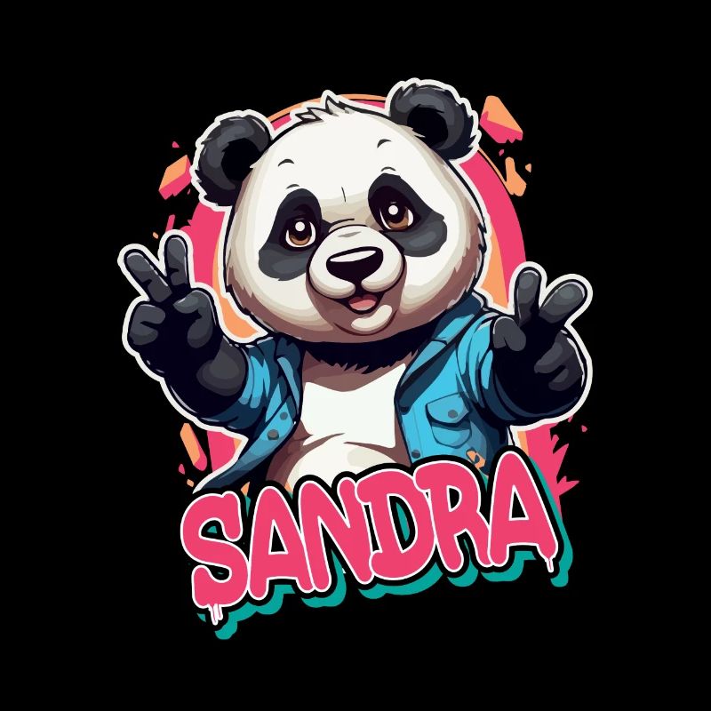 SANDRA - Schöner Mädchen Name mit coolem Panda