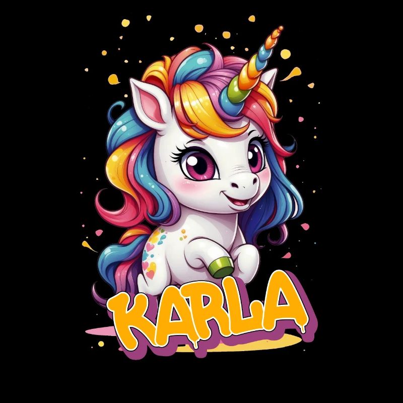 KARLA - Schöner Mädchen Name mit süßem Einhorn