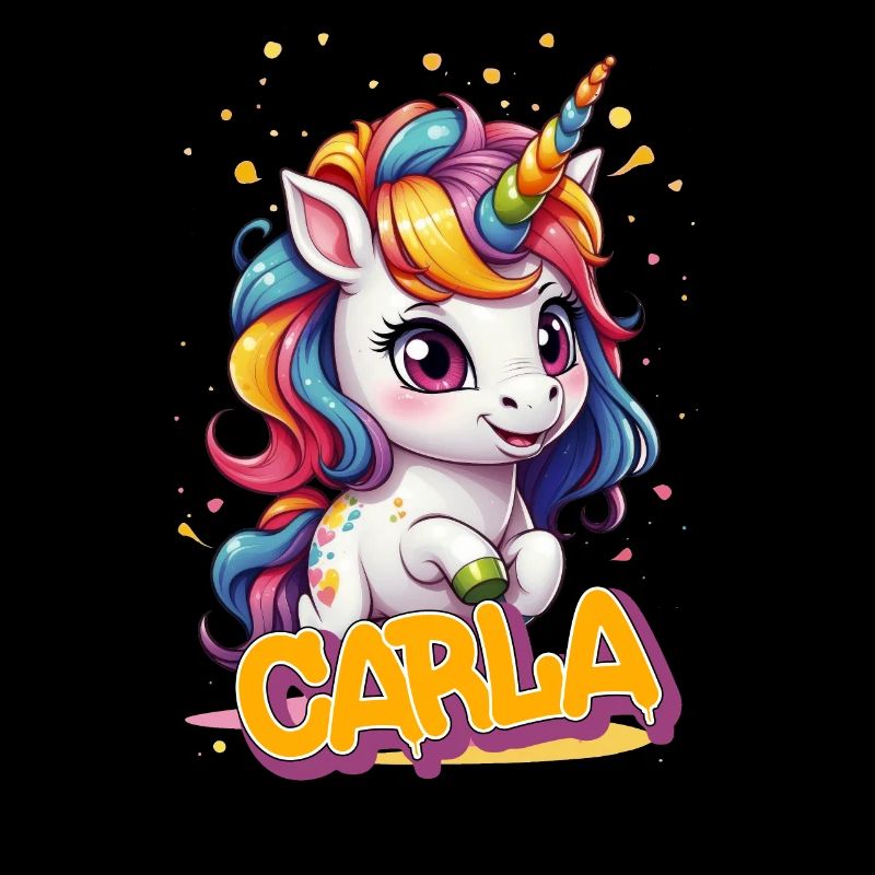 CARLA - Schöner Mädchen Name mit süßem Einhorn