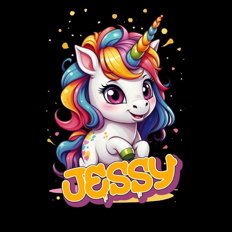 JESSY - Schöner Mädchen Name mit süßem Einhorn