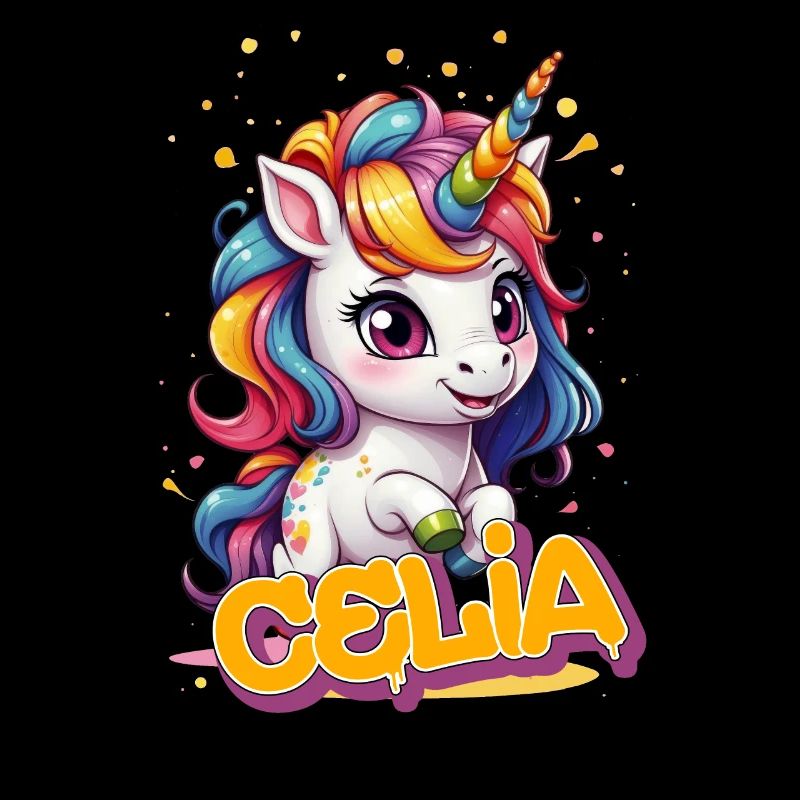 CELIA - Schöner Mädchen Name mit süßem Einhorn