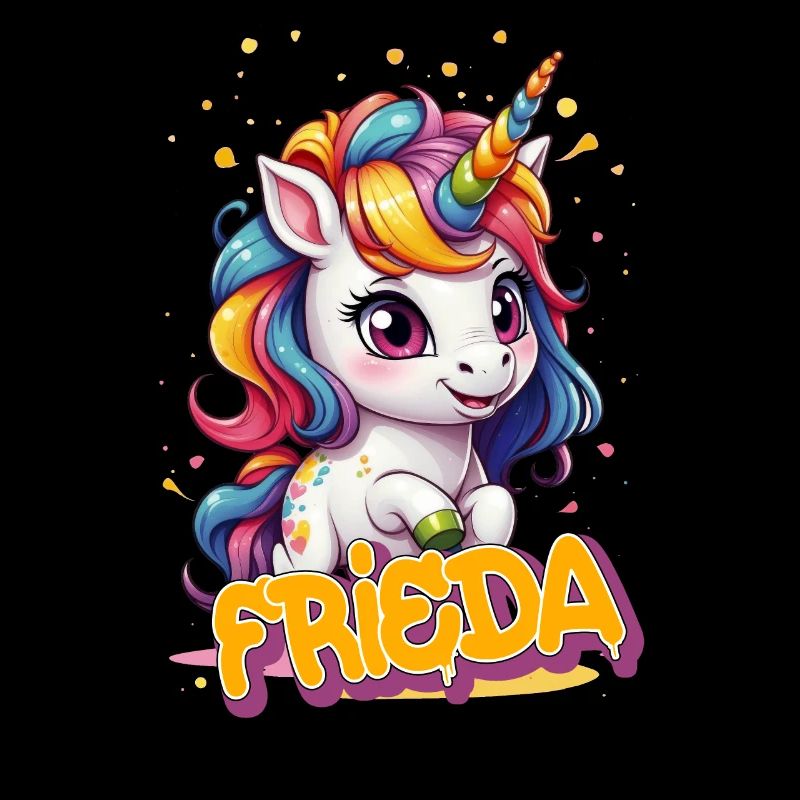 FRIEDA - Schöner Mädchen Name mit süßem Einhorn