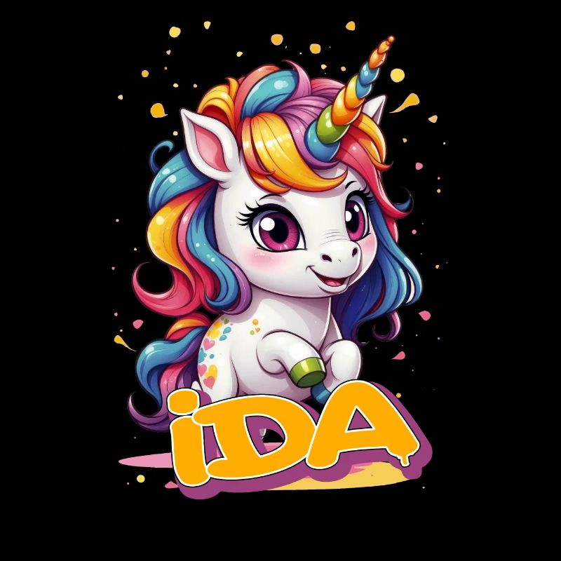 IDA - Schöner Mädchen Name mit süßem Einhorn