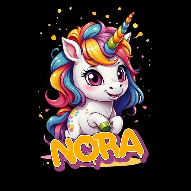 NORA - Schöner Mädchen Name mit süßem Einhorn
