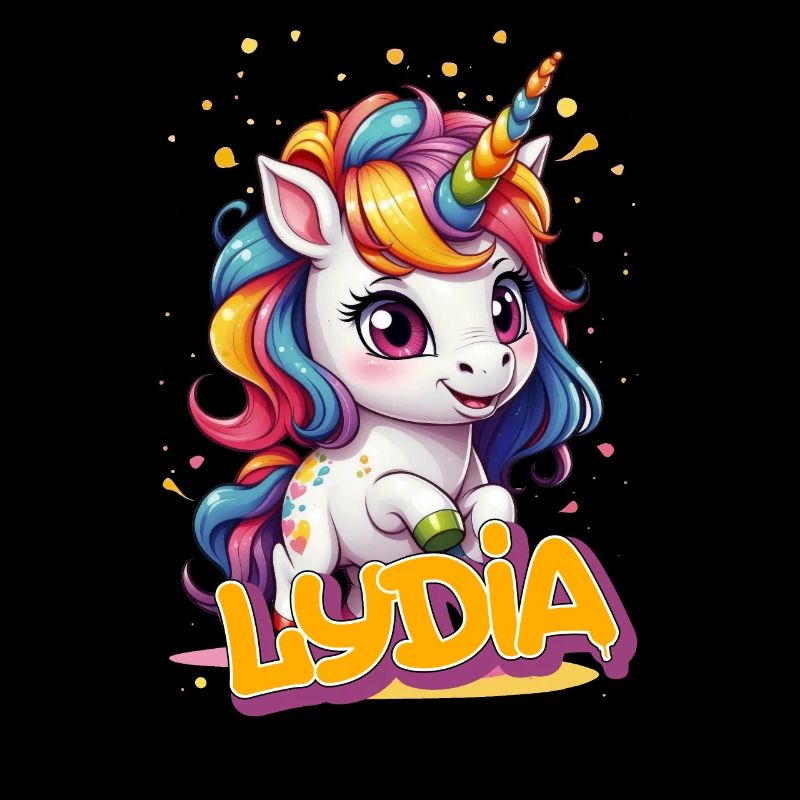 LYDIA - Schöner Mädchen Name mit süßem Einhorn