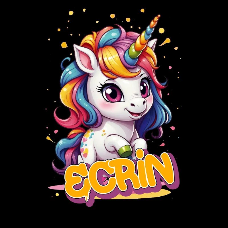 ECRIN - Schöner Mädchen Name mit süßem Einhorn