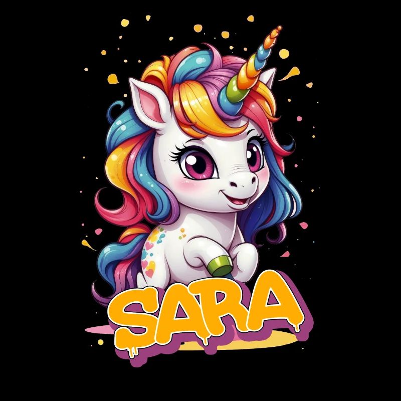 SARA - Schöner Mädchen Name mit süßem Einhorn