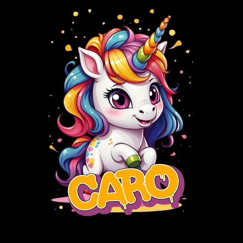 CARO - Schöner Mädchen Name mit süßem Einhorn