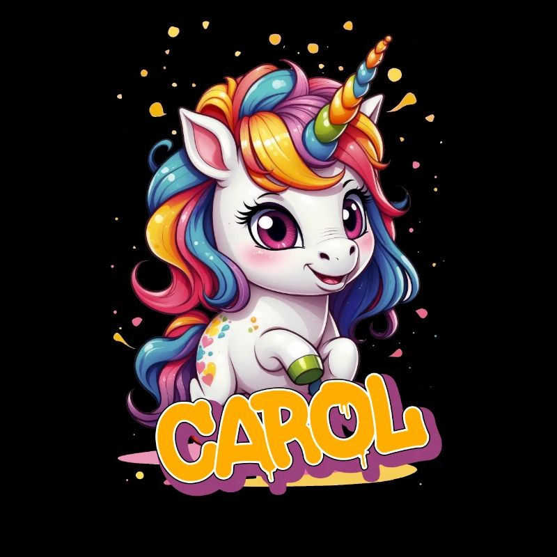 CAROL - Schöner Mädchen Name mit süßem Einhorn