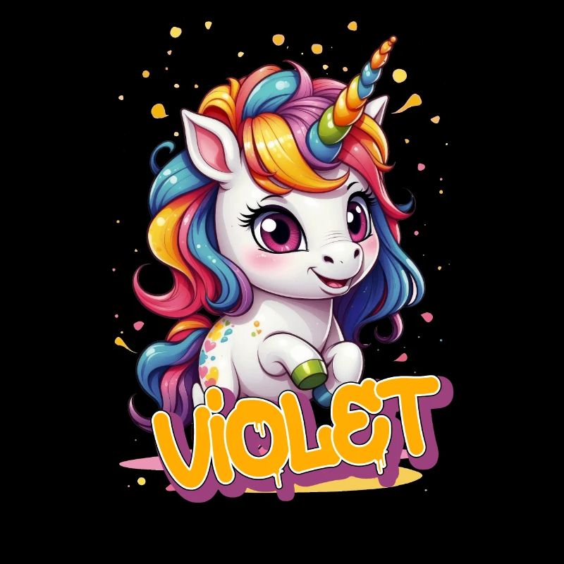 VIOLET - Schöner Mädchen Name mit süßem Einhorn